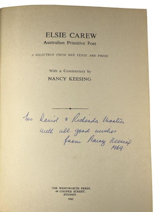 Elsie Carew : Australian Primitive Poet.; A Selection from Her Verse and Prose. With a Commentary by Nancy Keesing