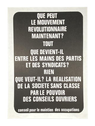 Item #15487 Que peut le mouvement revolutionnaire maintenant? Tout que devient-il entre les...