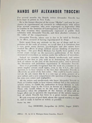 Item #15490 Hands off Alexander Trocchi. Jacqueline de Jong Guy Debord, Asger Jorn