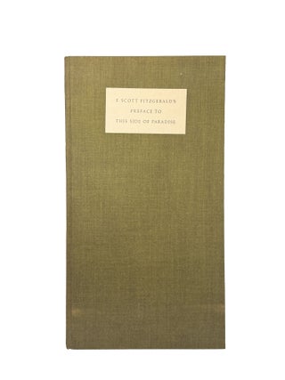 Item #15847 Preface to This Side of Paradise; Edited by John R. Hopkins. F. Scott FITZGERALD