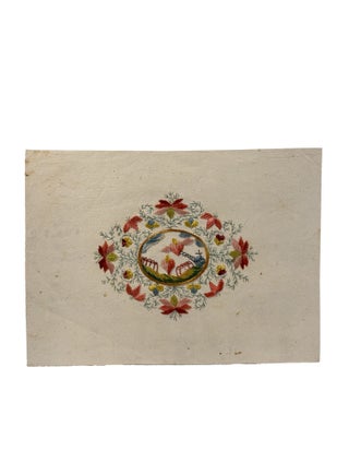 Item #15975 Doppelseitige Seidenstickerei auf Papier / Double-sided silk embroidery on paper....