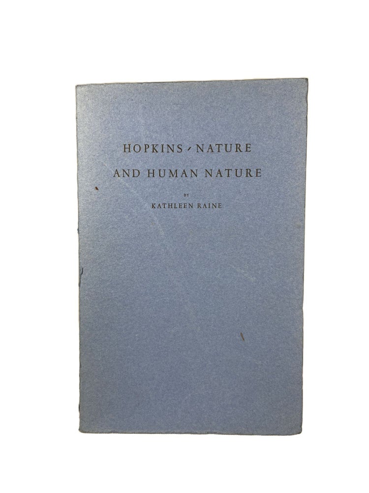 Item #2640 Hopkin: Nature and Human Nature. Kathleen RAINE.