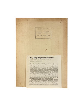 All Things Bright and Beautiful; Design in Britain from 1830 to today