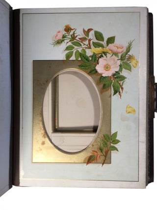 Unused 19th century Photograph Album with floral decorated leaves.